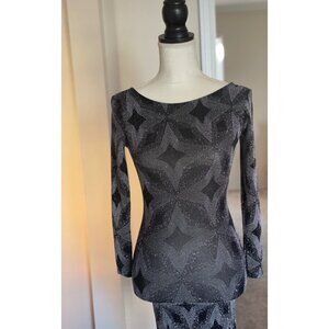 Miss Selfrige Sparkly Body-con New Year Eve Dress Silver & Black